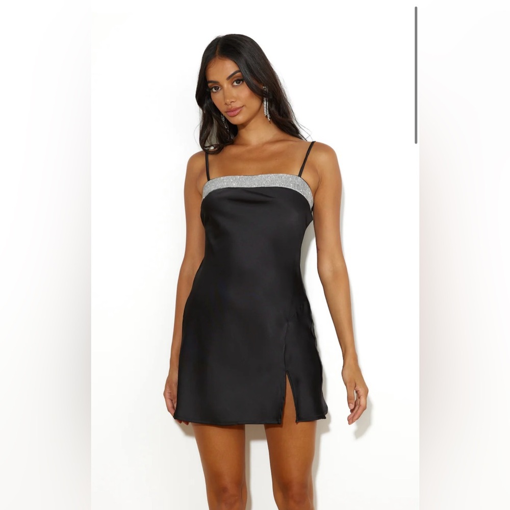 Hello Molly - Rhinestone Mini Dress, Black (US 4, Small)